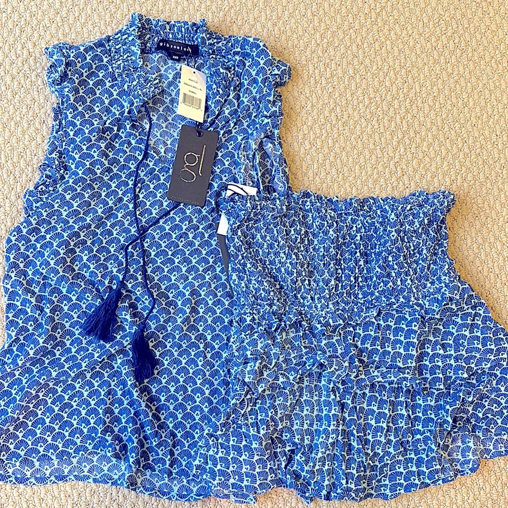 Gibson x Sugarplum top and skirt set, XXS, NWT